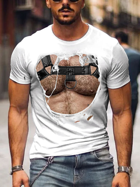Men's Leather Daddy Bear Gay LGBT Print T-Shirt