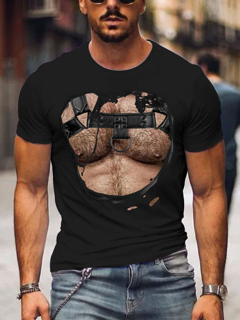 Men's Leather Daddy Bear Gay LGBT Print T-Shirt