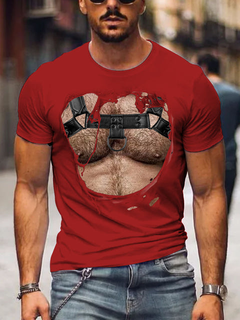 Men's Leather Daddy Bear Gay LGBT Print T-Shirt