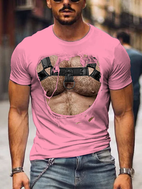 Men's Leather Daddy Bear Gay LGBT Print T-Shirt