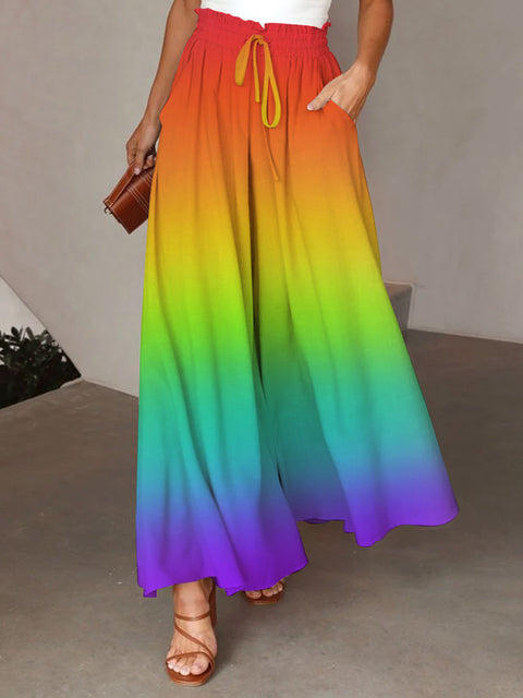 Women's Rainbow Wide Leg Pants