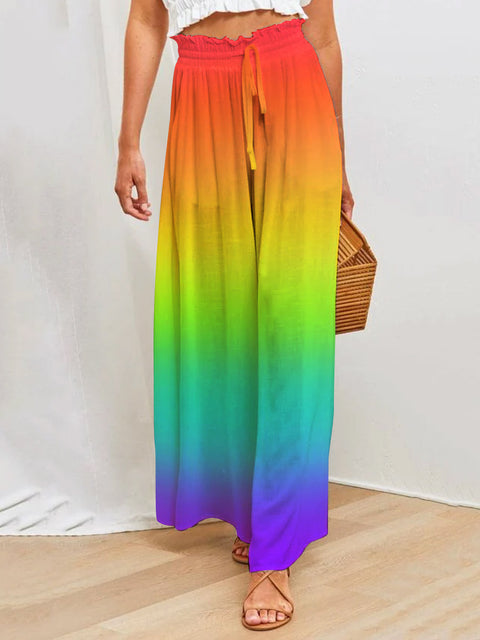 Women's Rainbow Wide Leg Pants