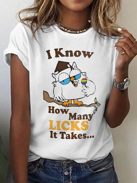 Women's LGBT Lesbian Owl I Know How Many Licks It Takes T-shirt