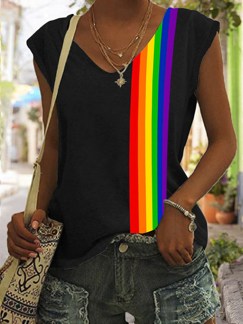 Women's LGBT Rainbow Art V Neck Tank