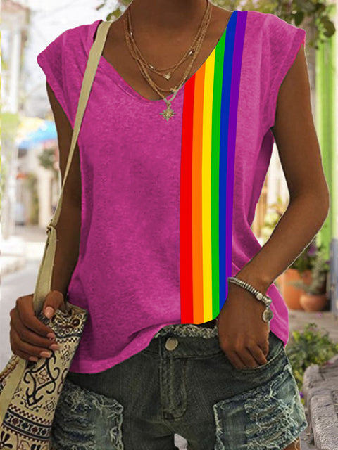 Women's LGBT Rainbow Art V Neck Tank
