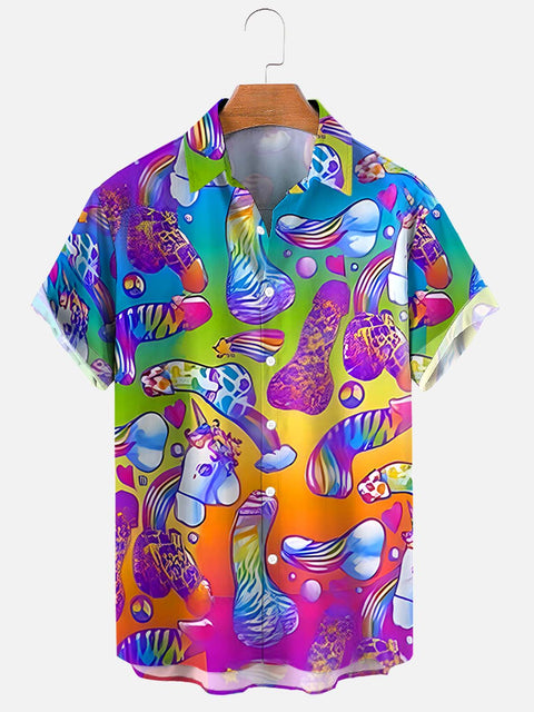 Men's Rainbow Funny Daddy Cock Pride Short Sleeve Shirt
