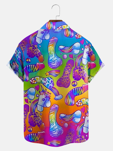 Men's Rainbow Funny Daddy Cock Pride Short Sleeve Shirt