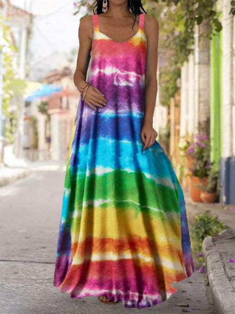 Women's Rainbow Tie-dye Art Dress