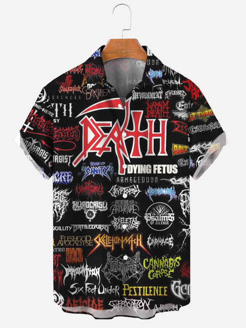 Men's Rock Band Short Sleeve Casual Print Shirt