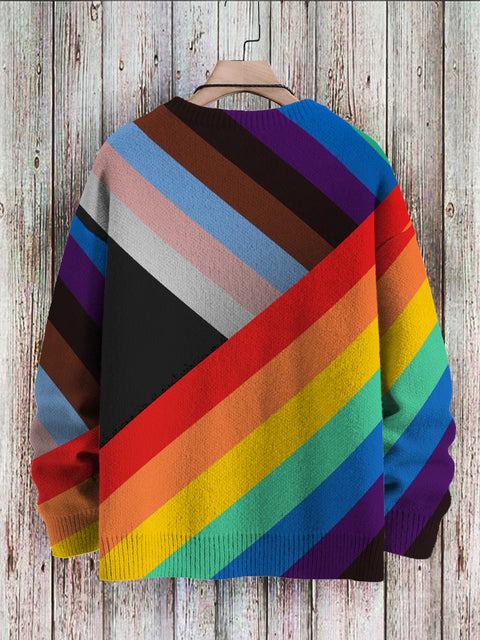LGBT Pride Rainbow Flag Print Casual Pullover Knit Sweater