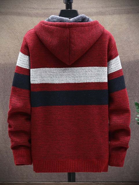 Men's Plush Thick Sweater Loose Knitted Sweater Long-Sleeved Sweater Coat Cardigan