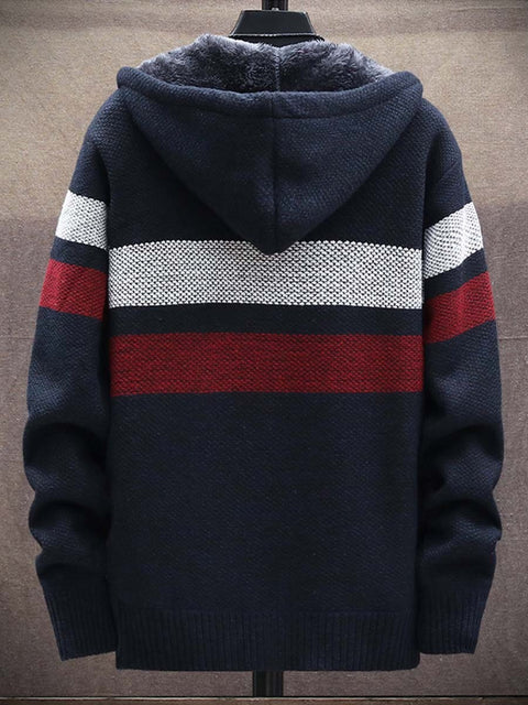 Men's Plush Thick Sweater Loose Knitted Sweater Long-Sleeved Sweater Coat Cardigan