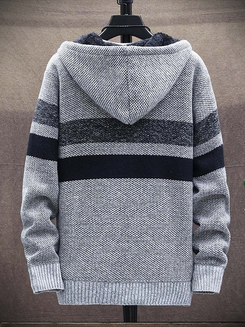 Men's Plush Thick Sweater Loose Knitted Sweater Long-Sleeved Sweater Coat Cardigan