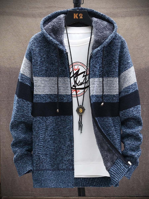 Men's Plush Thick Sweater Loose Knitted Sweater Long-Sleeved Sweater Coat Cardigan