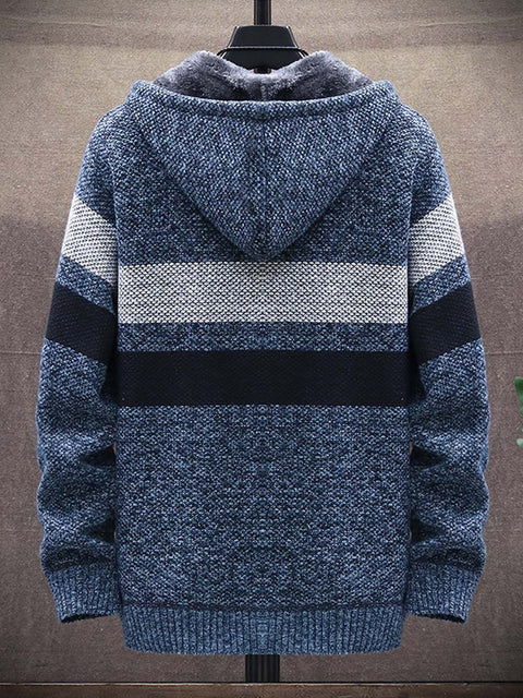 Men's Plush Thick Sweater Loose Knitted Sweater Long-Sleeved Sweater Coat Cardigan