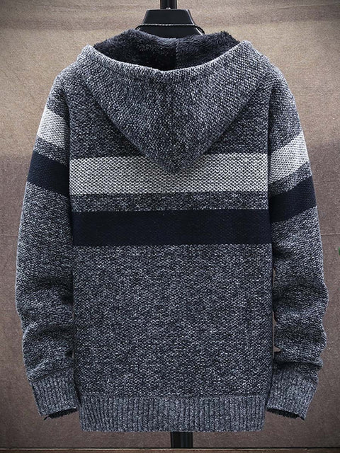 Men's Plush Thick Sweater Loose Knitted Sweater Long-Sleeved Sweater Coat Cardigan