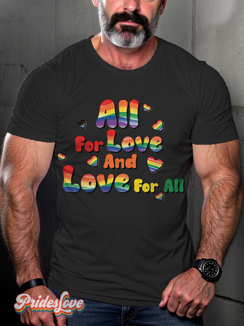 All For Love And Love For All Rainbow LGBTQ Gay Print T-shirt Black / S