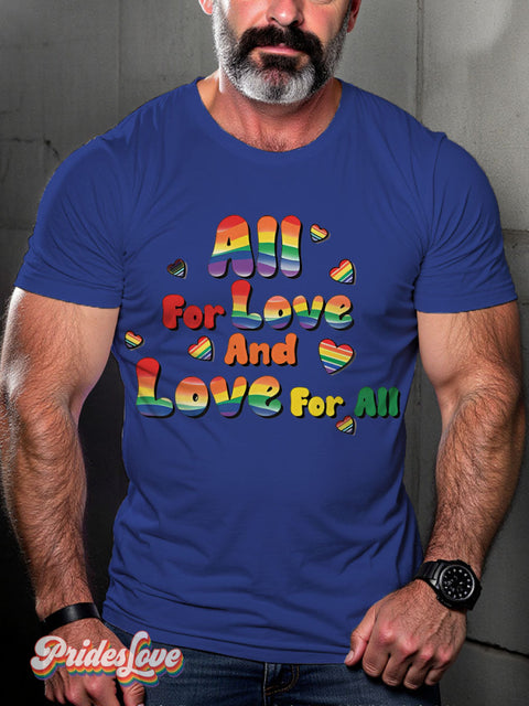 All For Love And Love For All Rainbow LGBTQ Gay Print T-shirt RoyalBlue / S