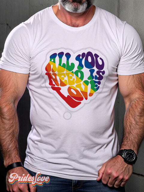 All You Need Is Love Rainbow Lgbtq Gay Print T-Shirt Multicolor / S