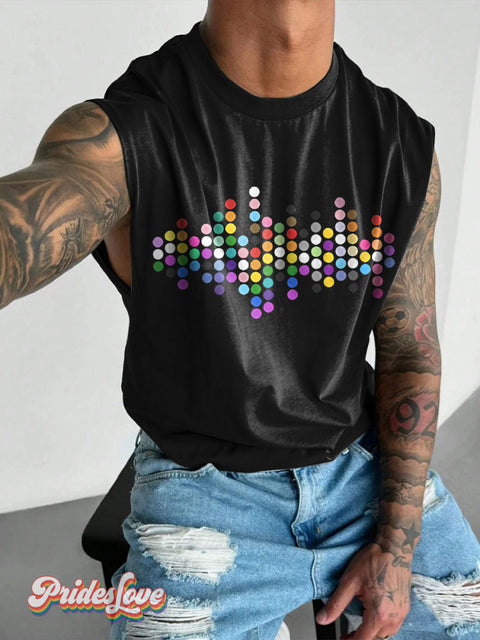 Ally Pride Dots Rainbow Lgbtq Gay Print Men’s Wide Shoulder Vest Colorful / S