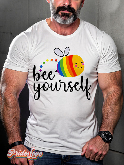 Be Youself Rainbow Lgbtq Gay Print T-Shirt White / S