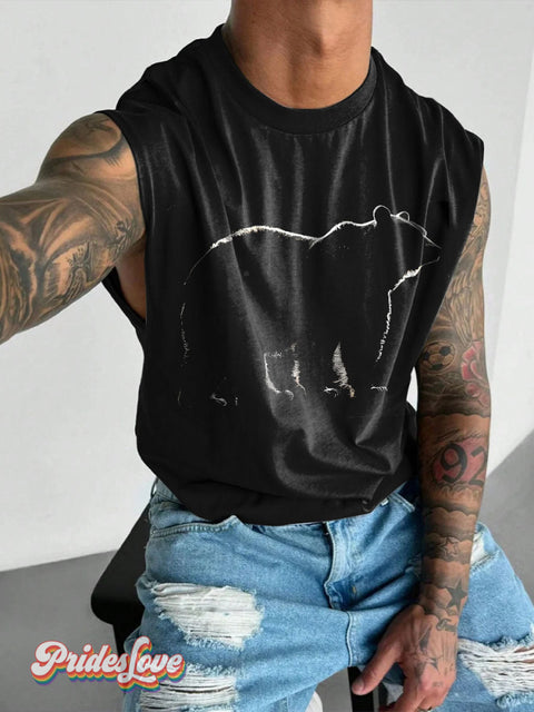 Bear Gifts Animal Graphic Rainbow Lgbtq Gay Print Men’s Wide Shoulder Vest Colorful / S