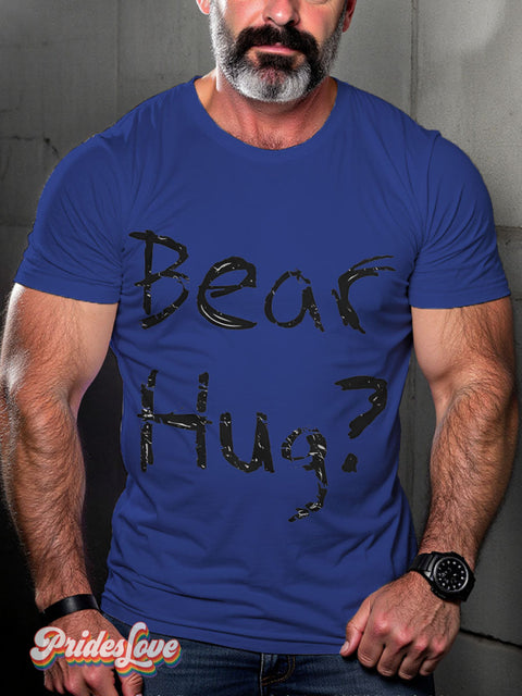 Bear Hug Ask Me About My Bear Funny Rainbow LGBTQ Gay Print T-shirt RoyalBlue / S