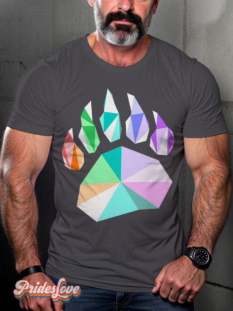 Bear Paw Colors LGBTQ Gay Print T-shirt Gray / S