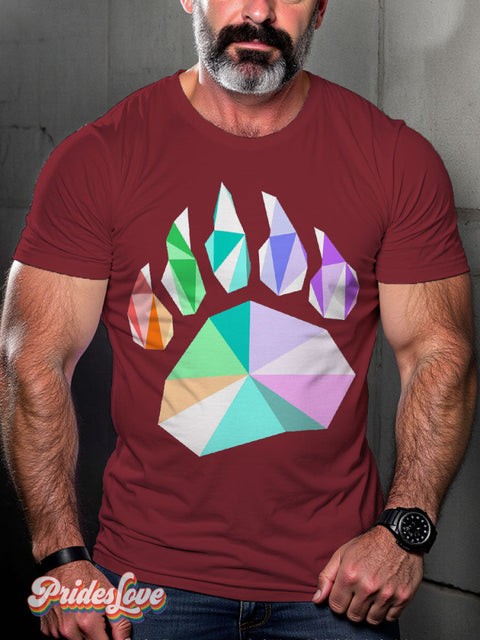 Bear Paw Colors LGBTQ Gay Print T-shirt Maroon / S