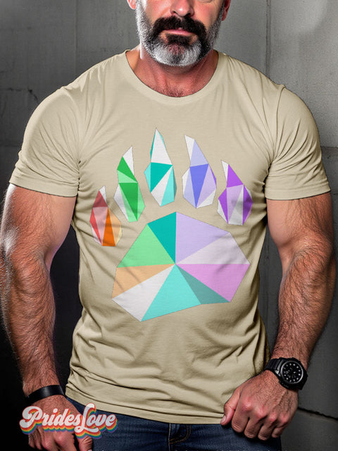 Bear Paw Colors LGBTQ Gay Print T-shirt Sand / S