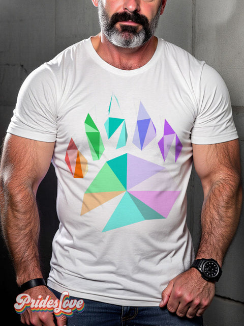Bear Paw Colors LGBTQ Gay Print T-shirt White / S