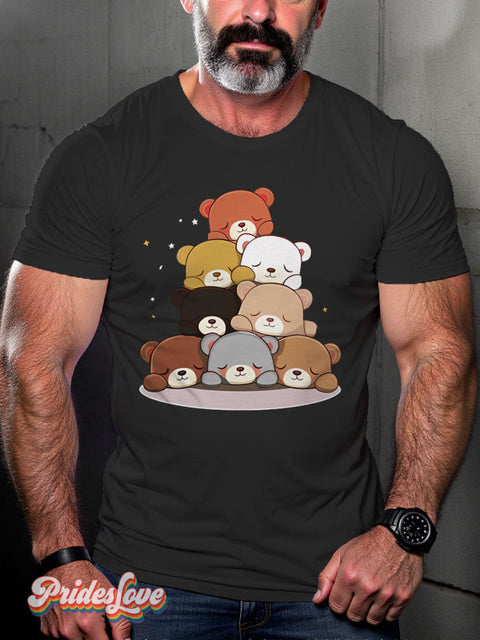 Bear Pride Community Lgbt Rainbow Gay Art Print T-Shirt Black / S