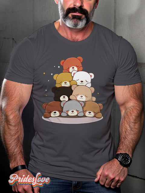 Bear Pride Community Lgbt Rainbow Gay Art Print T-Shirt Gray / S