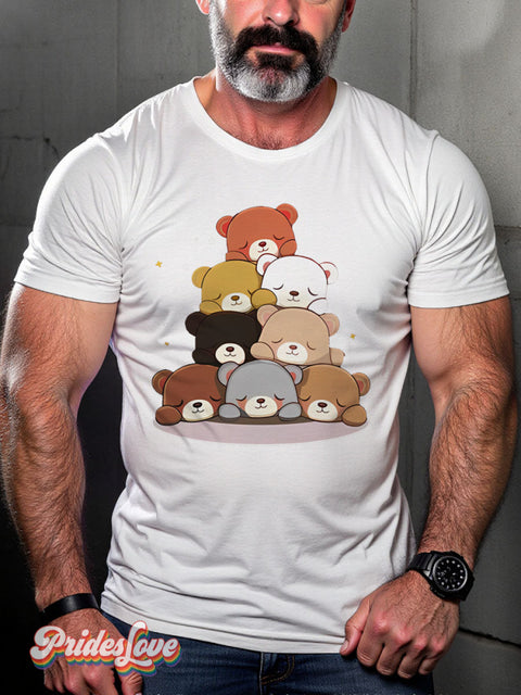 Bear Pride Community Lgbt Rainbow Gay Art Print T-Shirt White / S