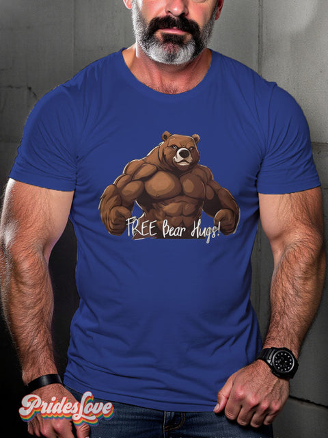 Bear Pride Funny Muscle Bear Rainbow LGBTQ Gay Print T-shirt RoyalBlue / S