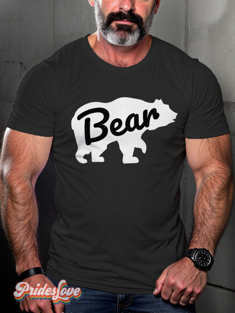 Bear Pride Muscle Lgbt Rainbow Gay Art Print T-Shirt Black / S