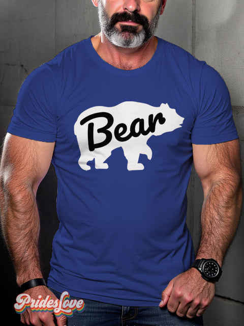 Bear Pride Muscle Lgbt Rainbow Gay Art Print T-Shirt Royalblue / S