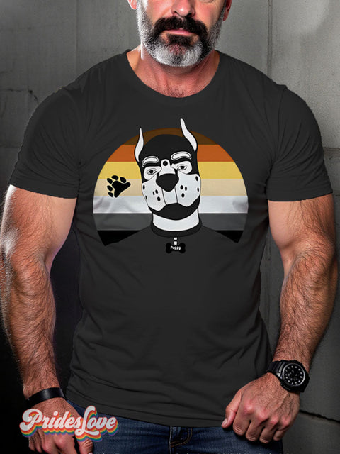 Bear Pride Pup Hood Lgbt Rainbow Gay Art Print T-Shirt Black / S