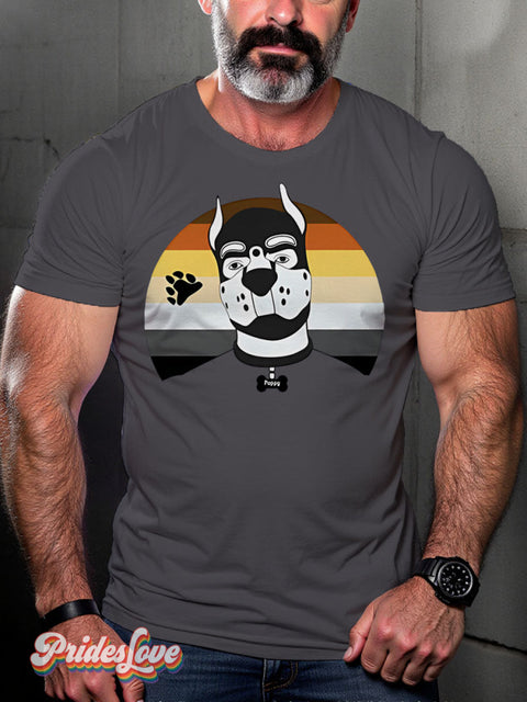 Bear Pride Pup Hood Lgbt Rainbow Gay Art Print T-Shirt Gray / S