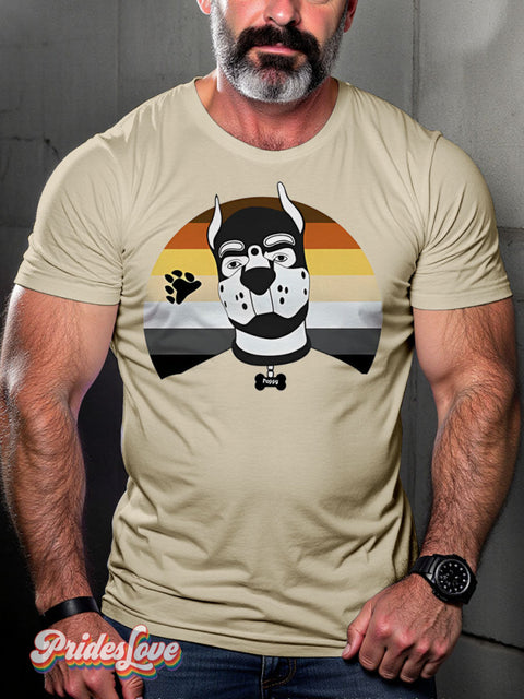 Bear Pride Pup Hood Lgbt Rainbow Gay Art Print T-Shirt Sand / S
