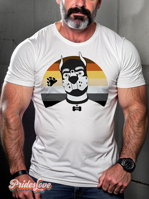 Bear Pride Pup Hood Lgbt Rainbow Gay Art Print T-Shirt White / S