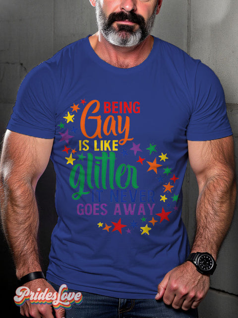 Being Gay Is Like Glitter Rainbow LGBTQ Gay Print T-shirt RoyalBlue / S