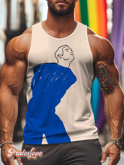 Blue Male Bodies Body Rainbow LGBTQ Gay Print Men’s Tank Top Multicolor / S