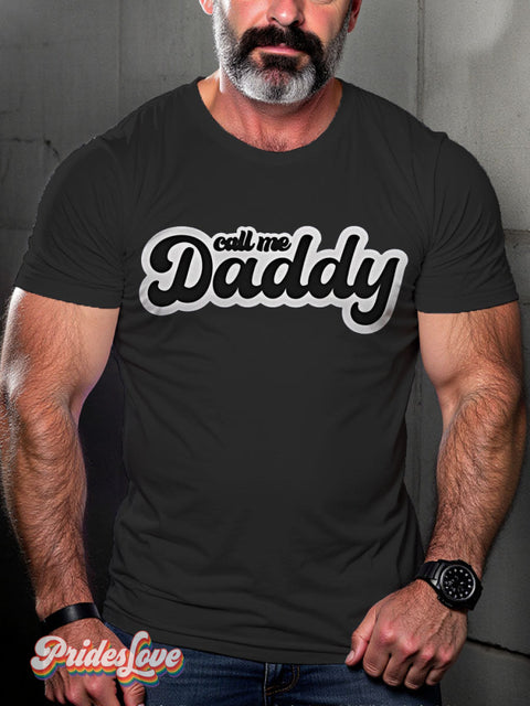 Call me Daddy Rainbow LGBTQ Gay Print T-shirt Black / S