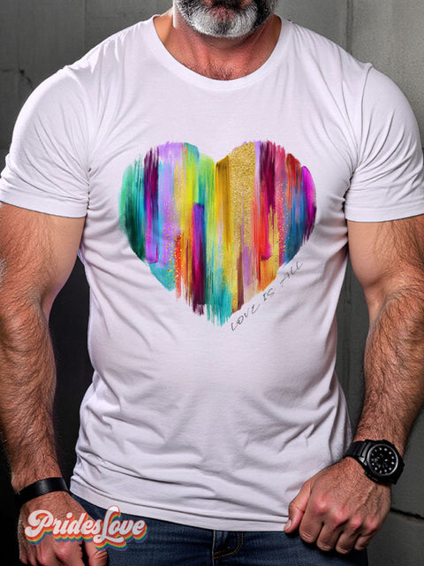 Colorful Abstract Heart Rainbow LGBTQ Gay Print T-shirt Multicolor / S