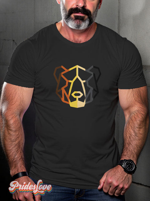 Cute Bear Men Pride Rainbow LGBTQ Gay Print T-shirt Black / S