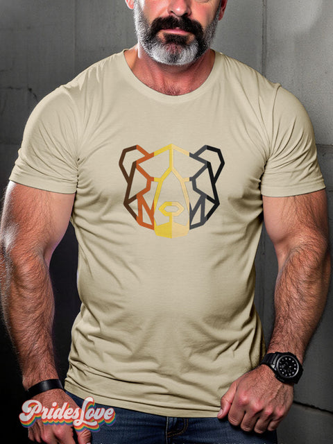 Cute Bear Men Pride Rainbow LGBTQ Gay Print T-shirt Sand / S