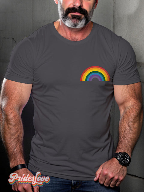 Cute Rainbow LGBTQ Gay Print T-shirt Gray / S