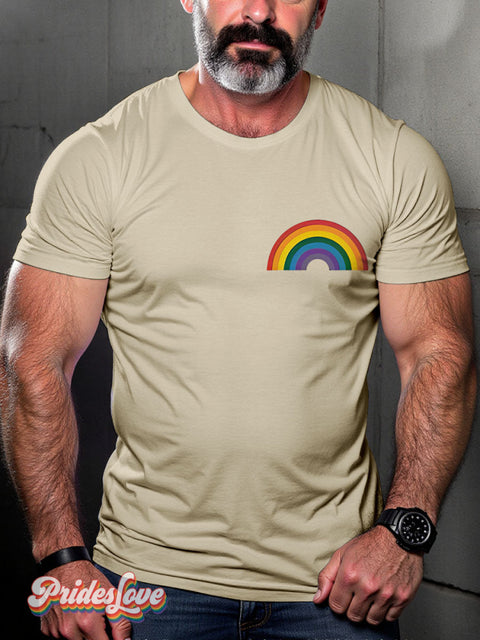 Cute Rainbow LGBTQ Gay Print T-shirt Sand / S
