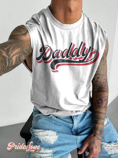 Daddy Rainbow LGBTQ Man Gay Print Men’s Wide Shoulder Vest Multicolor / S